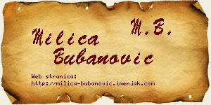 Milica Bubanović vizit kartica